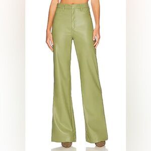 Show Me Your Mumu Tribeca Faux Leather Flare Pants in Sage Green Size Medium